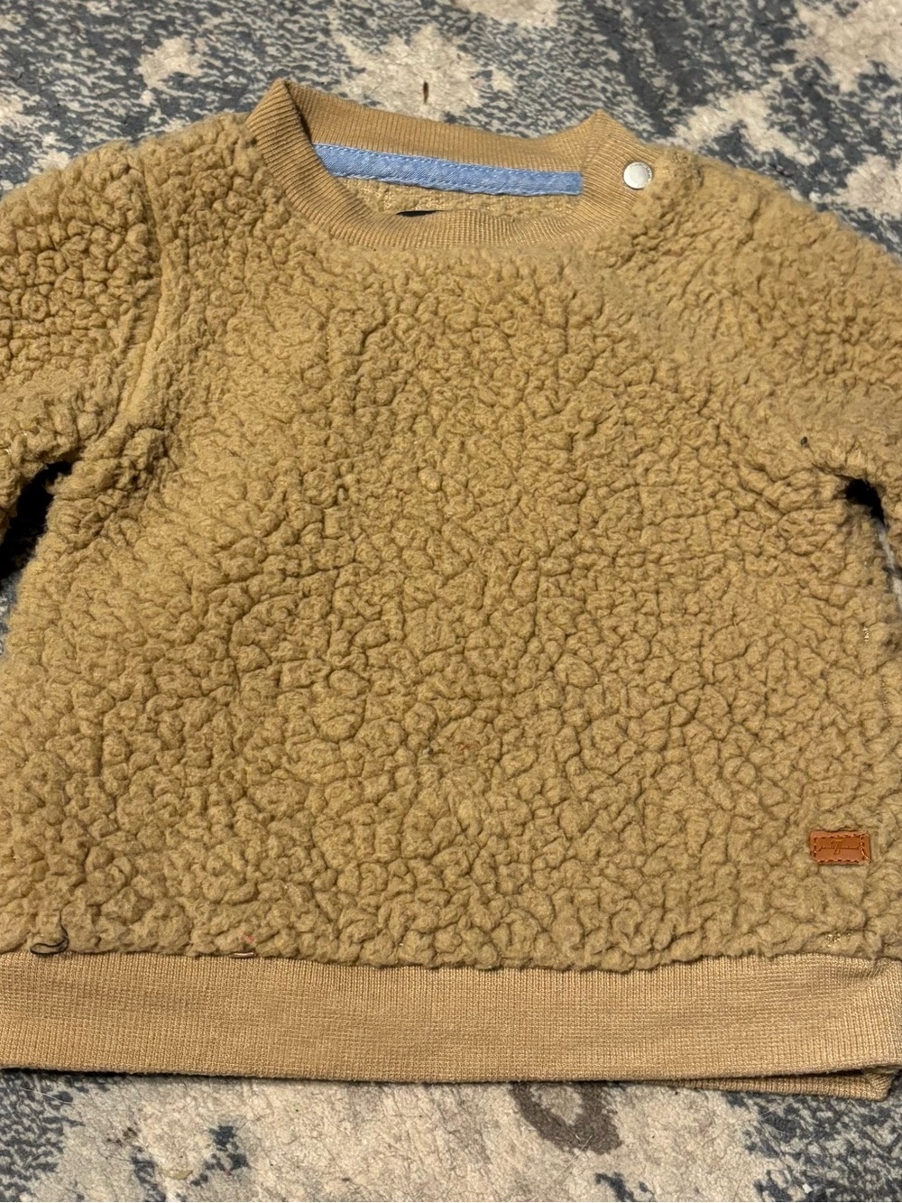 7 For All Mankind Baby Teddy Sherpa Pullover Sweatshirt Tan 6-9M
